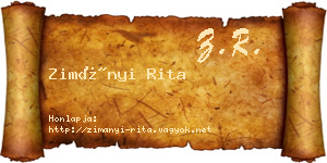 Zimányi Rita névjegykártya