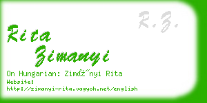 rita zimanyi business card